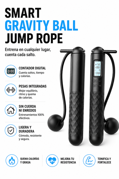 Smart Gravity Ball Jump Rope - Cordless Skipping with Digital Counter, Adjustable Weight for Home/Gym Workouts,Parent-Child Interaction, Valentine'S Day Gift, Birthday Gift